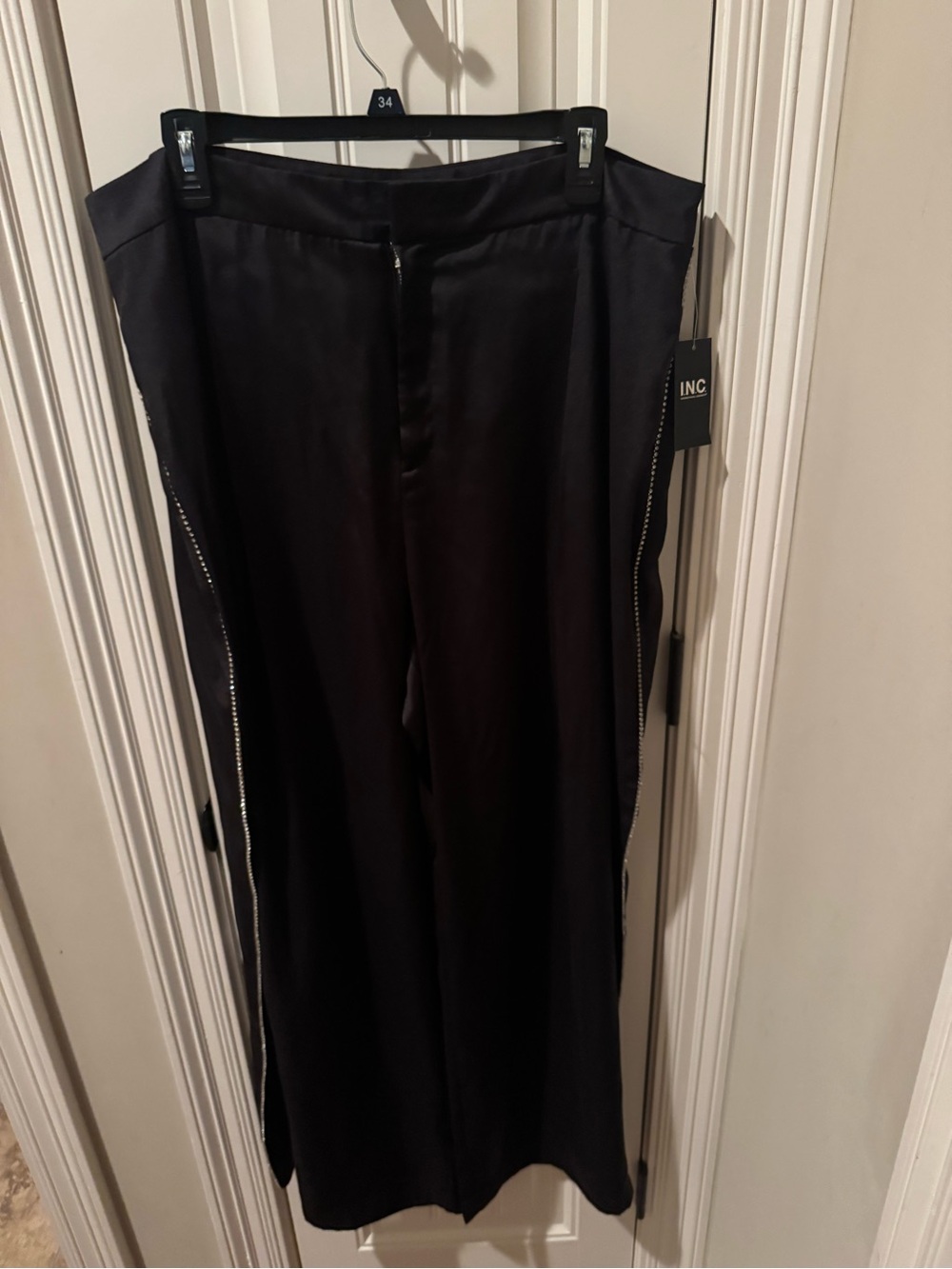 INC International Concepts Black Wide-Leg Pants with Side Zips
